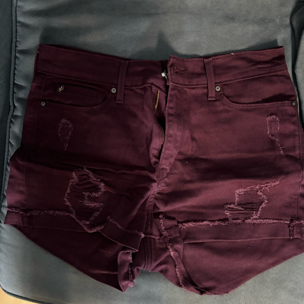 Burgundy Jean Shorts